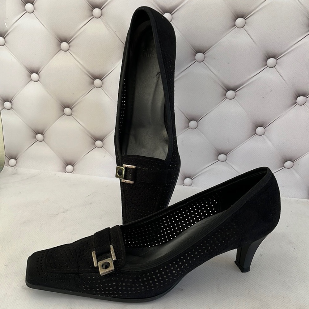 Y2K Stuart Weitzman Woman’s Shoes Size 8,5 Leather(suede) Black - Picture 2 of 7